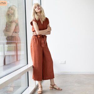 notPERFECTLINEN / Not Perfect Linen / NPL midi Torino Jumpsuit in Redwood, M/L